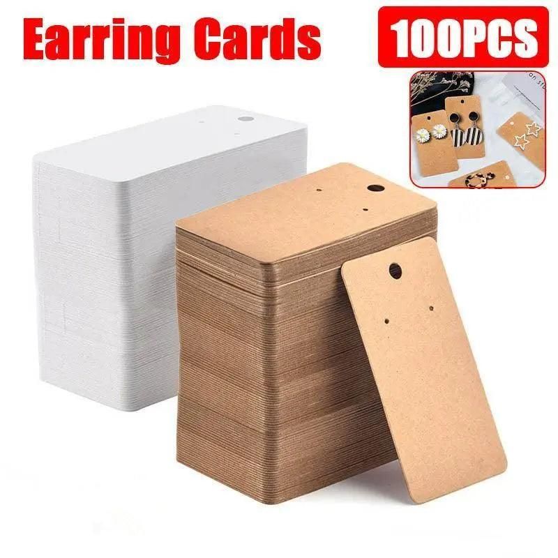 100Pcs Cardboard Earring Display Cards for Jewelry Accessories - White V528-EARRINGCARDS-WHITE-359741