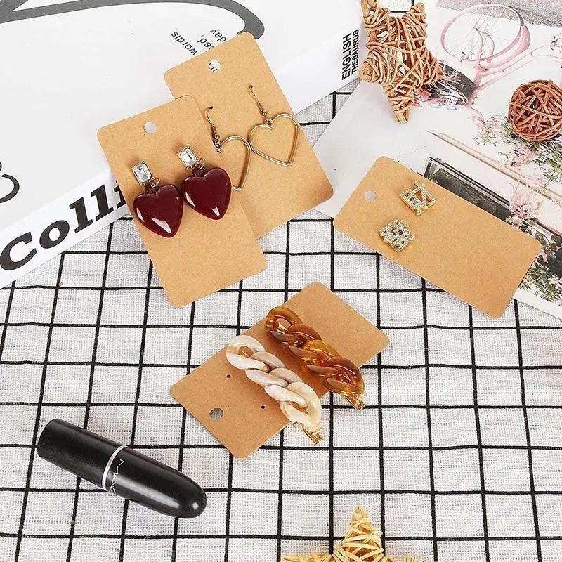 100Pcs Cardboard Earring Display Cards for Jewelry Accessories - White V528-EARRINGCARDS-WHITE-359741