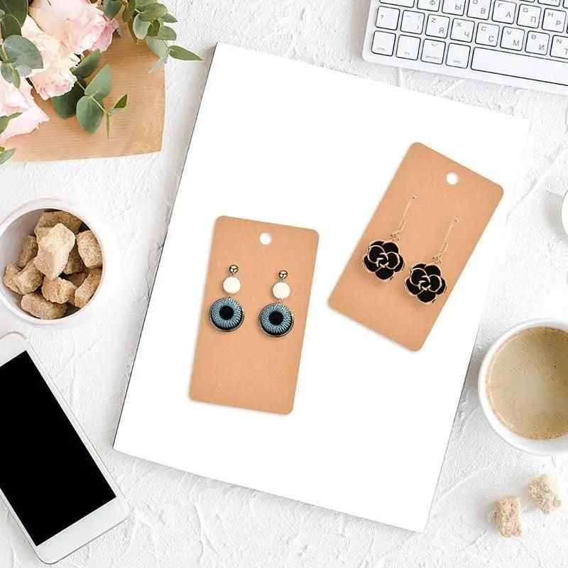 100Pcs Cardboard Earring Display Cards for Jewelry Accessories - White V528-EARRINGCARDS-WHITE-359741