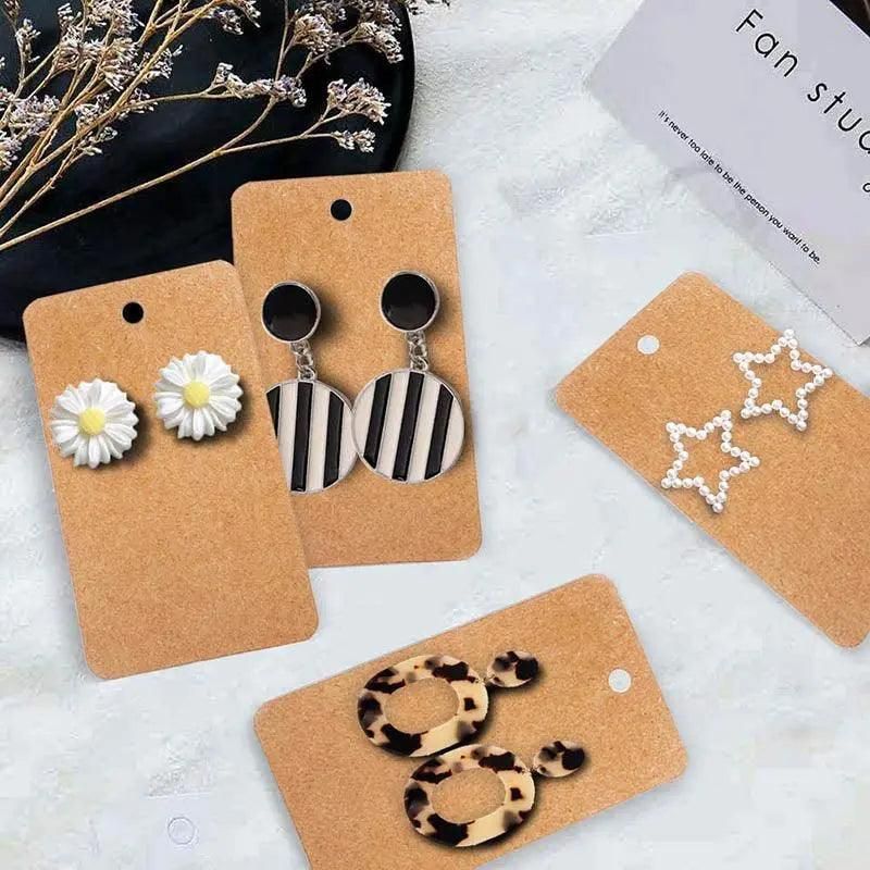 100Pcs Cardboard Earring Display Cards for Jewelry Accessories - White V528-EARRINGCARDS-WHITE-359741