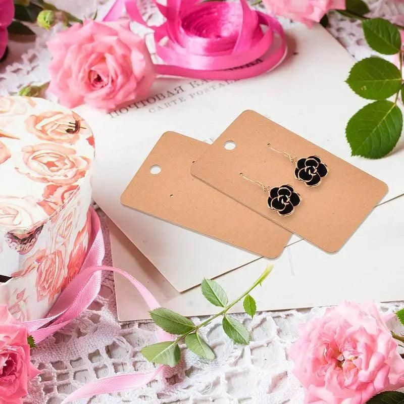 100Pcs Cardboard Earring Display Cards for Jewelry Accessories - White V528-EARRINGCARDS-WHITE-359741