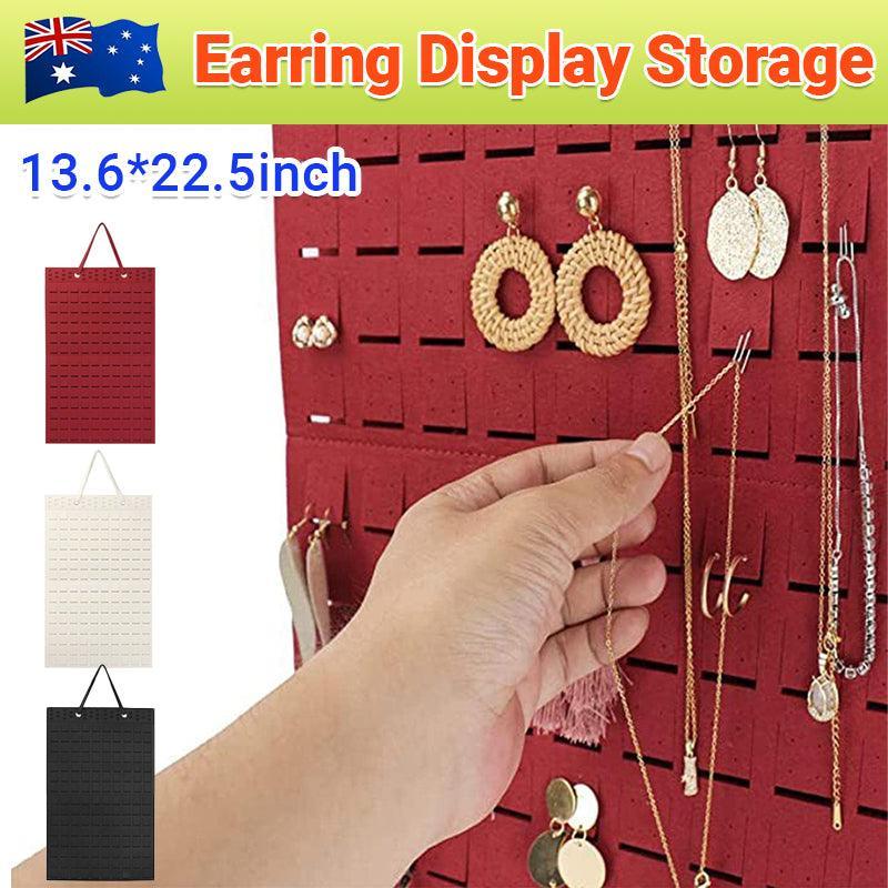 Hanging Jewelry Organizer Earring Necklace Holder Felt Display Storage Rack - White V528-EARRINGDISPLAY-WHITE-442816