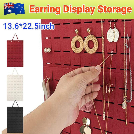 Hanging Jewelry Organizer Earring Necklace Holder Felt Display Storage Rack - White V528-EARRINGDISPLAY-WHITE-442816