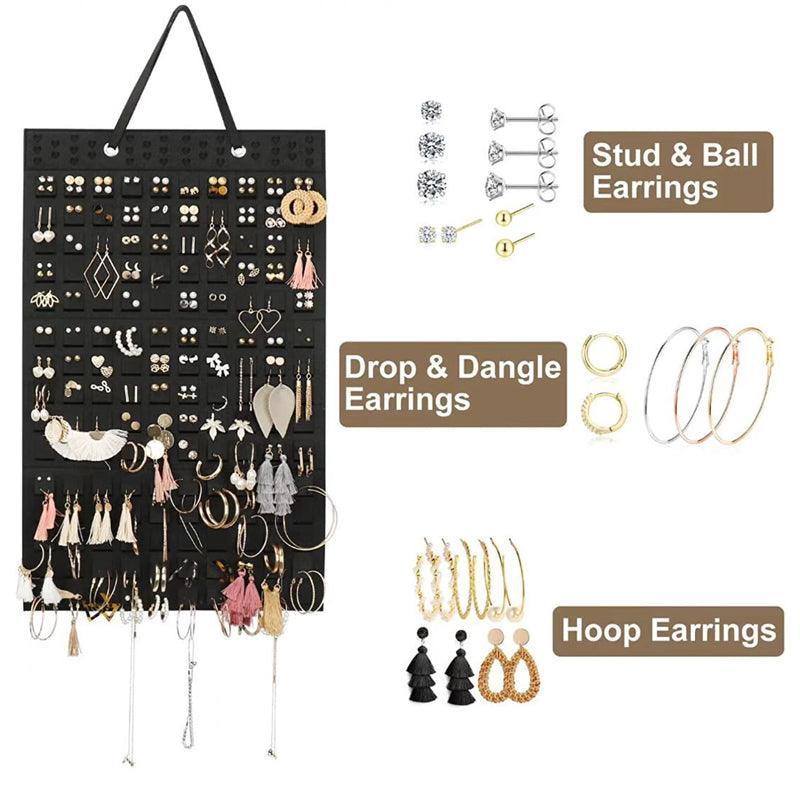 Hanging Jewelry Organizer Earring Necklace Holder Felt Display Storage Rack - White V528-EARRINGDISPLAY-WHITE-442816
