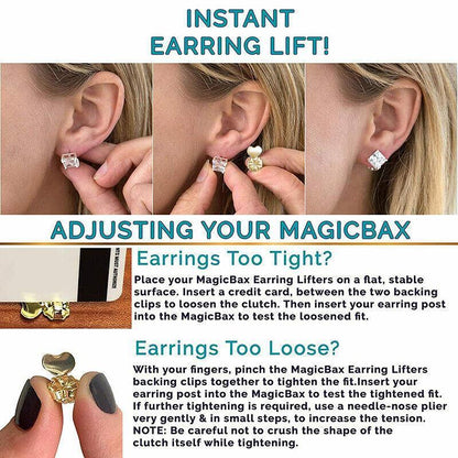 Hypoallergenic Fits Earrings Ear Support Lifts Magic Bax Backs Studs Auxiliary - Silver V528-EARRINGEAR-SILVER-168096