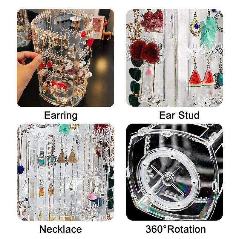 360-Degree Rotating Earring Holder Jewellery Rack Display Stand Organizer V528-EARRINGHOLDER-215644