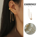 One Piece Earrings Pearl Ear Wire Wrap Design Ear Bone Cuff Clip For Women V528-EARRINGS-18K-PEARL-1-489284