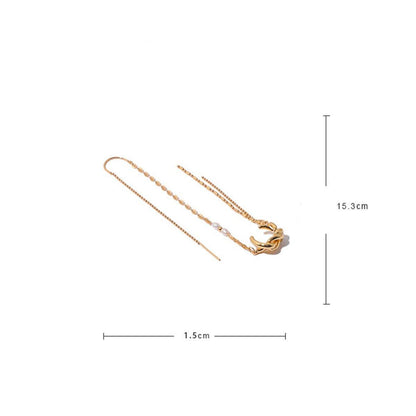 One Piece Earrings Pearl Ear Wire Wrap Design Ear Bone Cuff Clip For Women V528-EARRINGS-18K-PEARL-1-489284