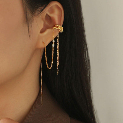 One Piece Earrings Pearl Ear Wire Wrap Design Ear Bone Cuff Clip For Women V528-EARRINGS-18K-PEARL-1-489284