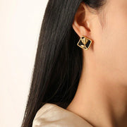 Vintage Matte Black Rose Square Stud Earrings Elegant Fashion Jewelry Women V528-EARRINGS-BLACK-ROSE-889361