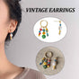 Vintage Asymmetrical Earrings Handmade Floral Glass and Pearl Drop Design for Women V528-EARRINGS-C-727-852192