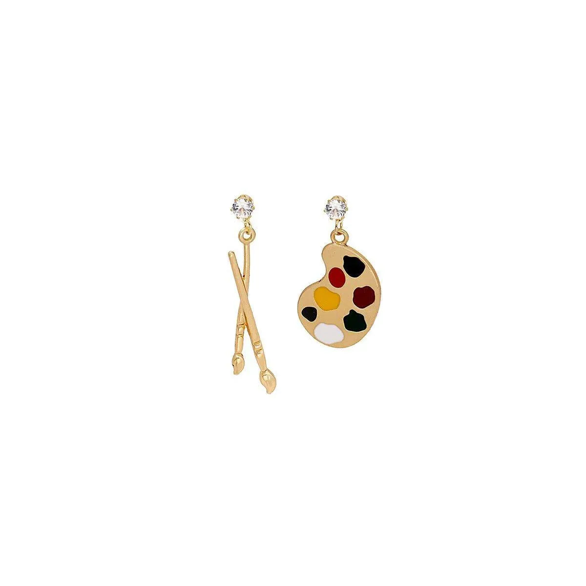 Artistic Asymmetric Earrings Brush and Drawing Board Design Creative Jewelry V528-EARRINGS-E4022-567118
