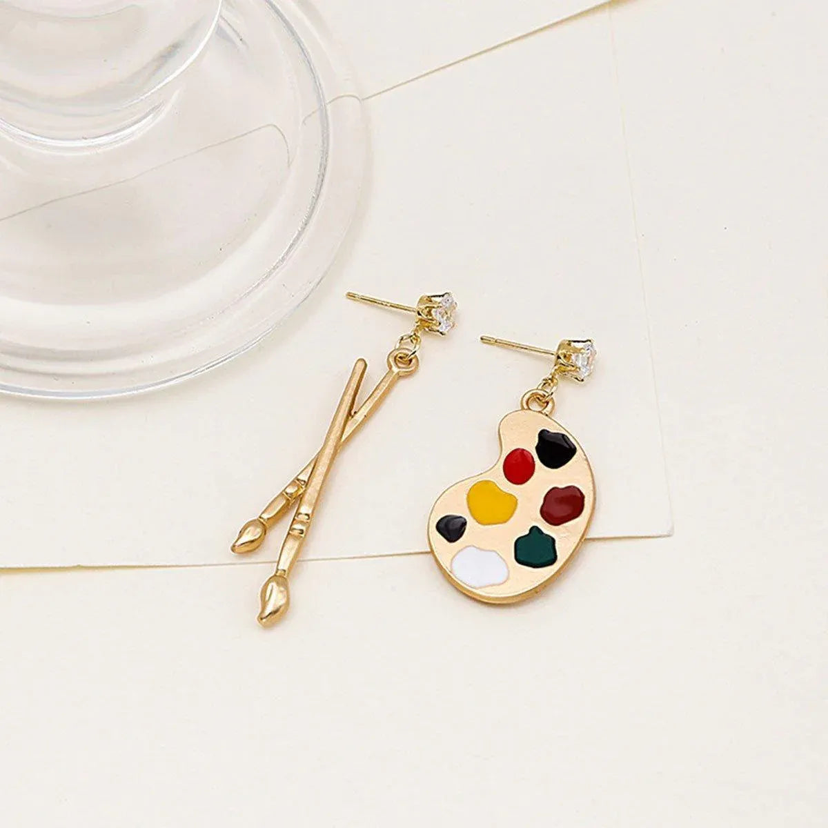 Artistic Asymmetric Earrings Brush and Drawing Board Design Creative Jewelry V528-EARRINGS-E4022-567118