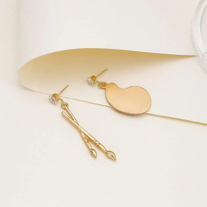 Artistic Asymmetric Earrings Brush and Drawing Board Design Creative Jewelry V528-EARRINGS-E4022-567118