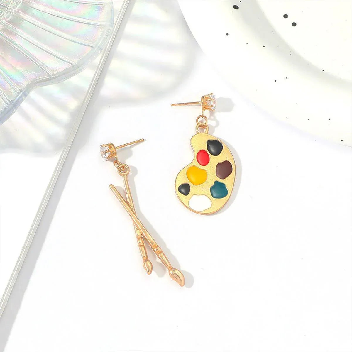 Artistic Asymmetric Earrings Brush and Drawing Board Design Creative Jewelry V528-EARRINGS-E4022-567118