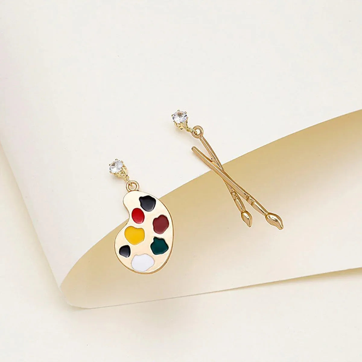 Artistic Asymmetric Earrings Brush and Drawing Board Design Creative Jewelry V528-EARRINGS-E4022-567118