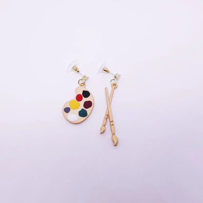 Artistic Asymmetric Earrings Brush and Drawing Board Design Creative Jewelry V528-EARRINGS-E4022-567118