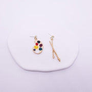 Artistic Asymmetric Earrings Brush and Drawing Board Design Creative Jewelry V528-EARRINGS-E4022-567118
