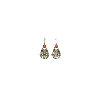 Retro Court Style Geometric Leaf Earrings Elegant Vintage Jewelry for Women Gift - 1 V528-EARRINGS-HQEF-0735-499616