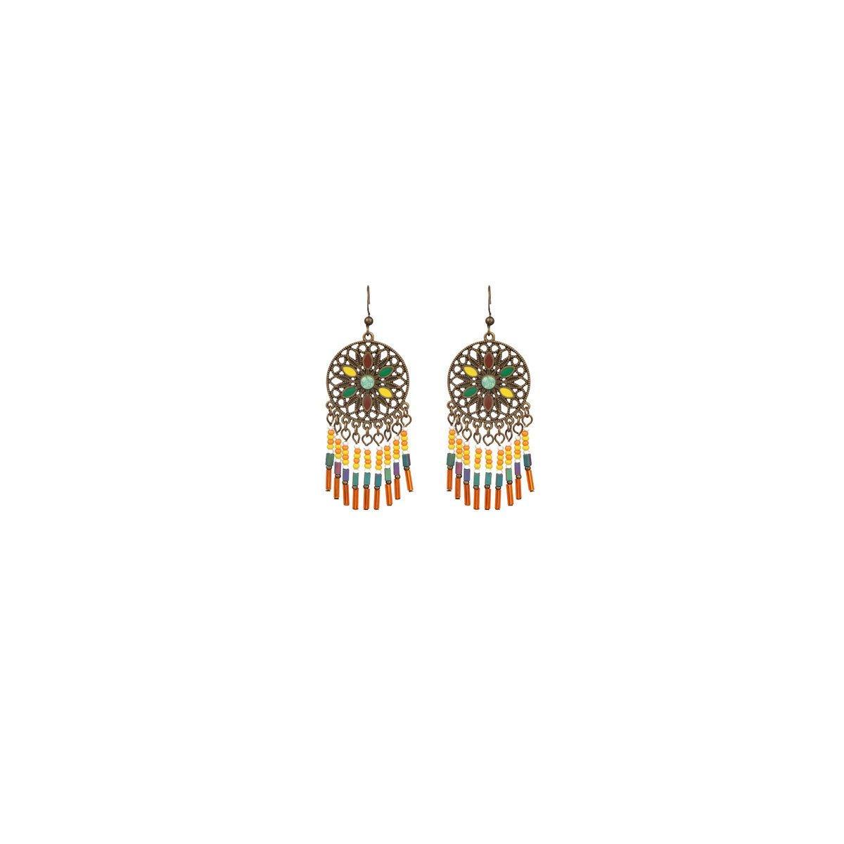 Retro Court Style Geometric Leaf Earrings Elegant Vintage Jewelry for Women Gift - 1 V528-EARRINGS-HQEF-0735-499616