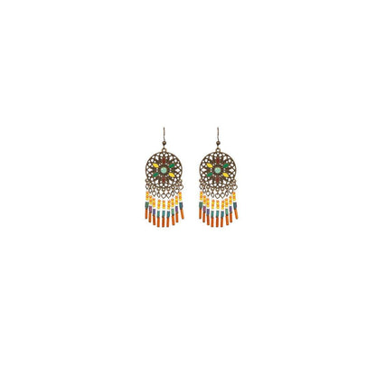 Retro Court Style Geometric Leaf Earrings Elegant Vintage Jewelry for Women Gift - 1 V528-EARRINGS-HQEF-0735-499616