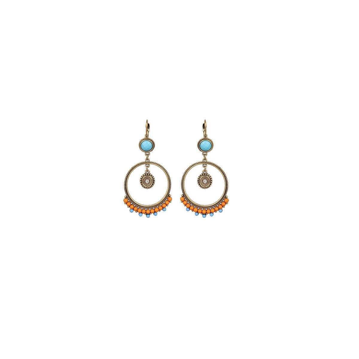 Retro Court Style Geometric Leaf Earrings Elegant Vintage Jewelry for Women Gift - 1 V528-EARRINGS-HQEF-0735-499616