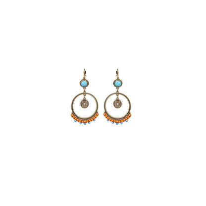 Retro Court Style Geometric Leaf Earrings Elegant Vintage Jewelry for Women Gift - 1 V528-EARRINGS-HQEF-0735-499616