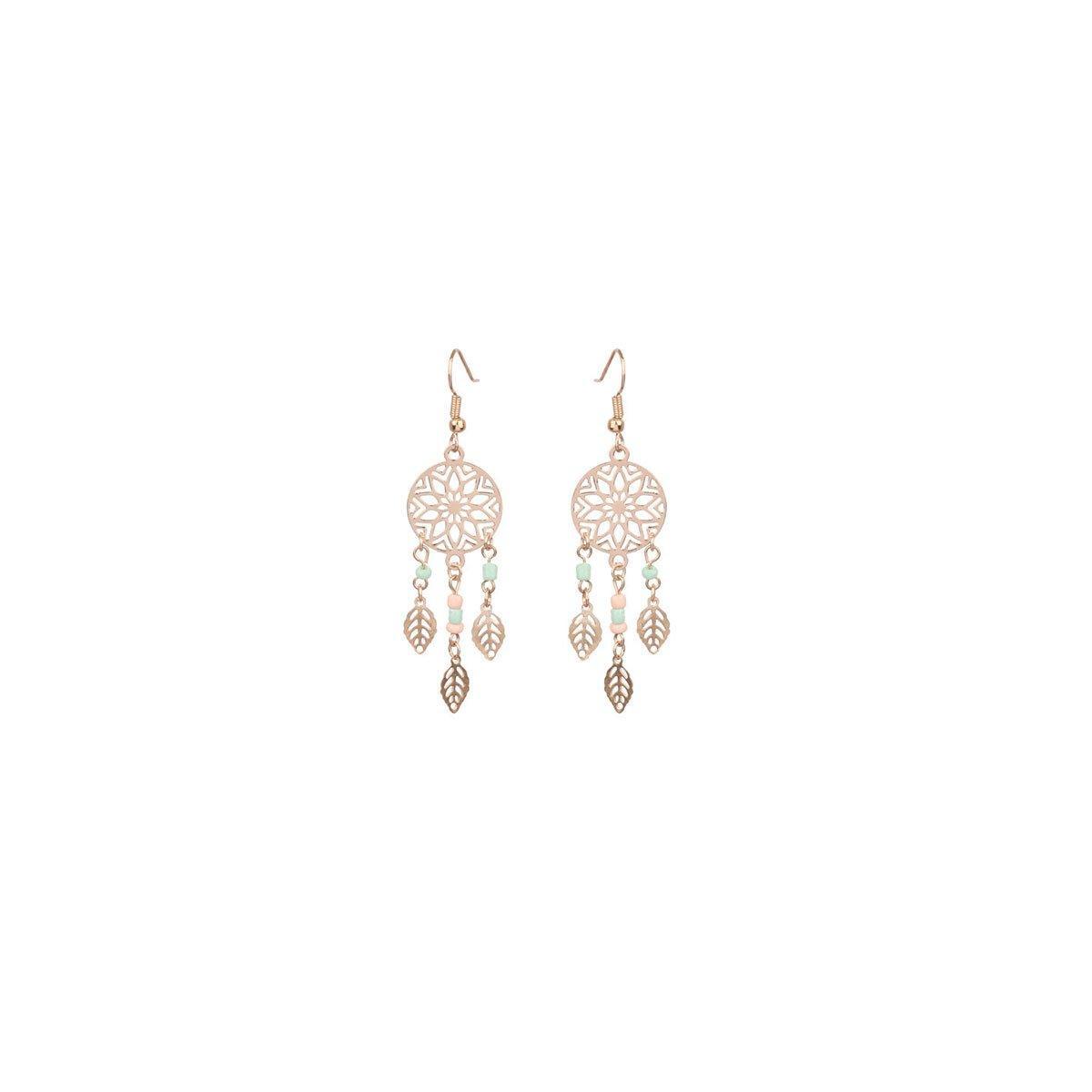 Retro Court Style Geometric Leaf Earrings Elegant Vintage Jewelry for Women Gift - 1 V528-EARRINGS-HQEF-0735-499616