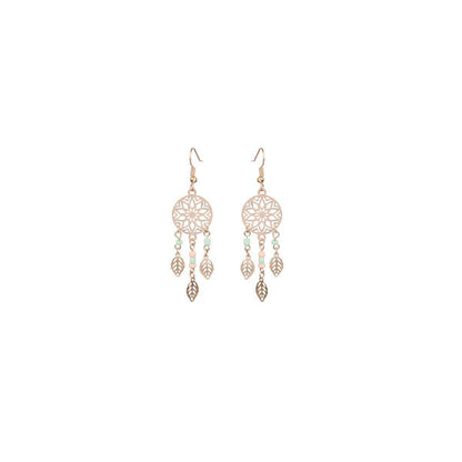 Retro Court Style Geometric Leaf Earrings Elegant Vintage Jewelry for Women Gift - 1 V528-EARRINGS-HQEF-0735-499616
