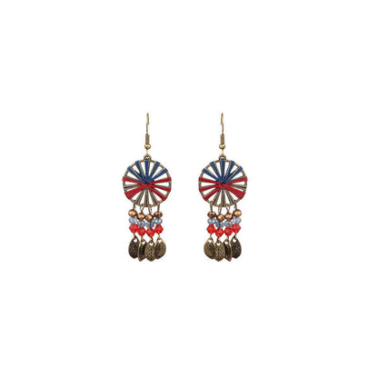 Retro Court Style Geometric Leaf Earrings Elegant Vintage Jewelry for Women Gift - 1 V528-EARRINGS-HQEF-0735-499616