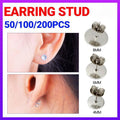50/100/200PCS Earring Stud Posts Pads+Nut Backs Silvery Surgical Steel DIY Craft 8MM - 50PCS V528-EARRINGSTUD-8MM-50PCS-929154