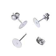 50/100/200PCS Earring Stud Posts Pads+Nut Backs Silvery Surgical Steel DIY Craft 8MM - 50PCS V528-EARRINGSTUD-8MM-50PCS-929154
