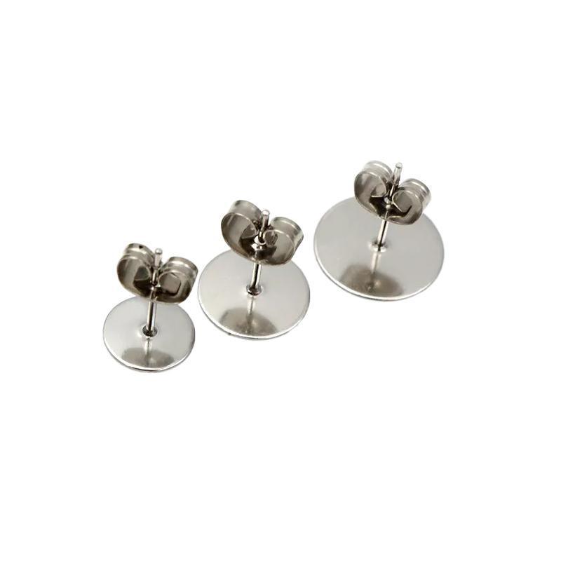 50/100/200PCS Earring Stud Posts Pads+Nut Backs Silvery Surgical Steel DIY Craft 8MM - 50PCS V528-EARRINGSTUD-8MM-50PCS-929154