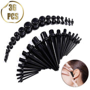 36Pcs Ear Stretching Kit Plug Set Stretch Ear Taper Stretcher Expander Tapers Au V528-EARSTRETCHING-36PCS-946515