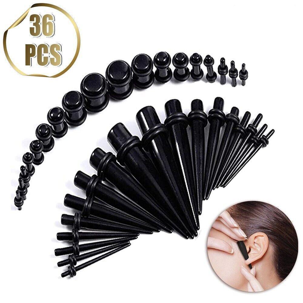 36Pcs Ear Stretching Kit Plug Set Stretch Ear Taper Stretcher Expander Tapers Au V528-EARSTRETCHING-36PCS-946515