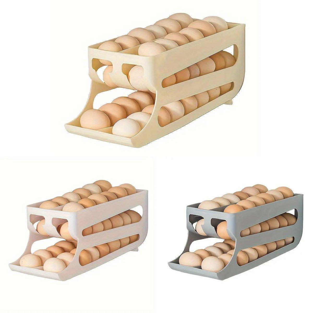 Sliding Egg Carton Refrigerator Storage for Kitchen Egg Holder and Organizer - Yellow V528-EGG-2-BEIGE-YELLOW-224637