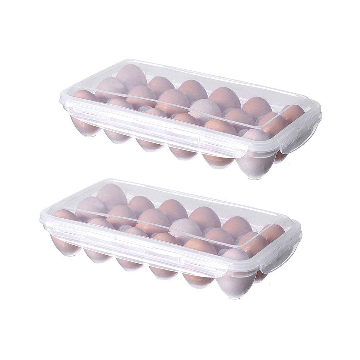 2x Eggs Keeper Trays 18 Slots Storage Box Containers Kitchen Refrigerator Holder V528-EGG-CARTON-18BARS-2PCS-758027