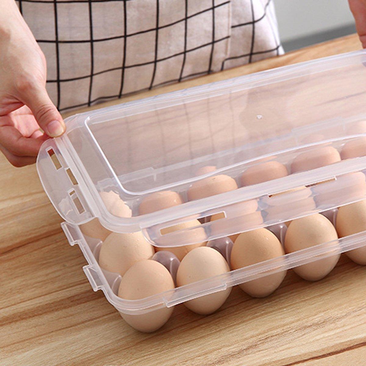 2x Eggs Keeper Trays 18 Slots Storage Box Containers Kitchen Refrigerator Holder V528-EGG-CARTON-18BARS-2PCS-758027