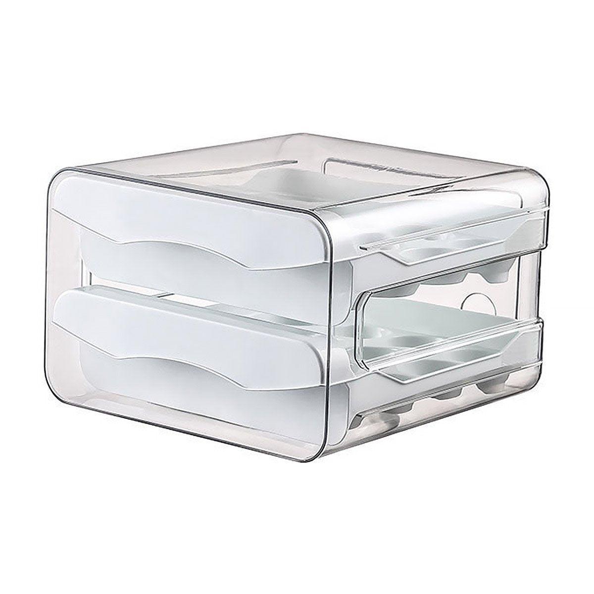 Plastic Double-Layer Egg Storage Box Food Grade Refrigerator Drawer Organizer V528-EGG-CARTON-WHITE-760553
