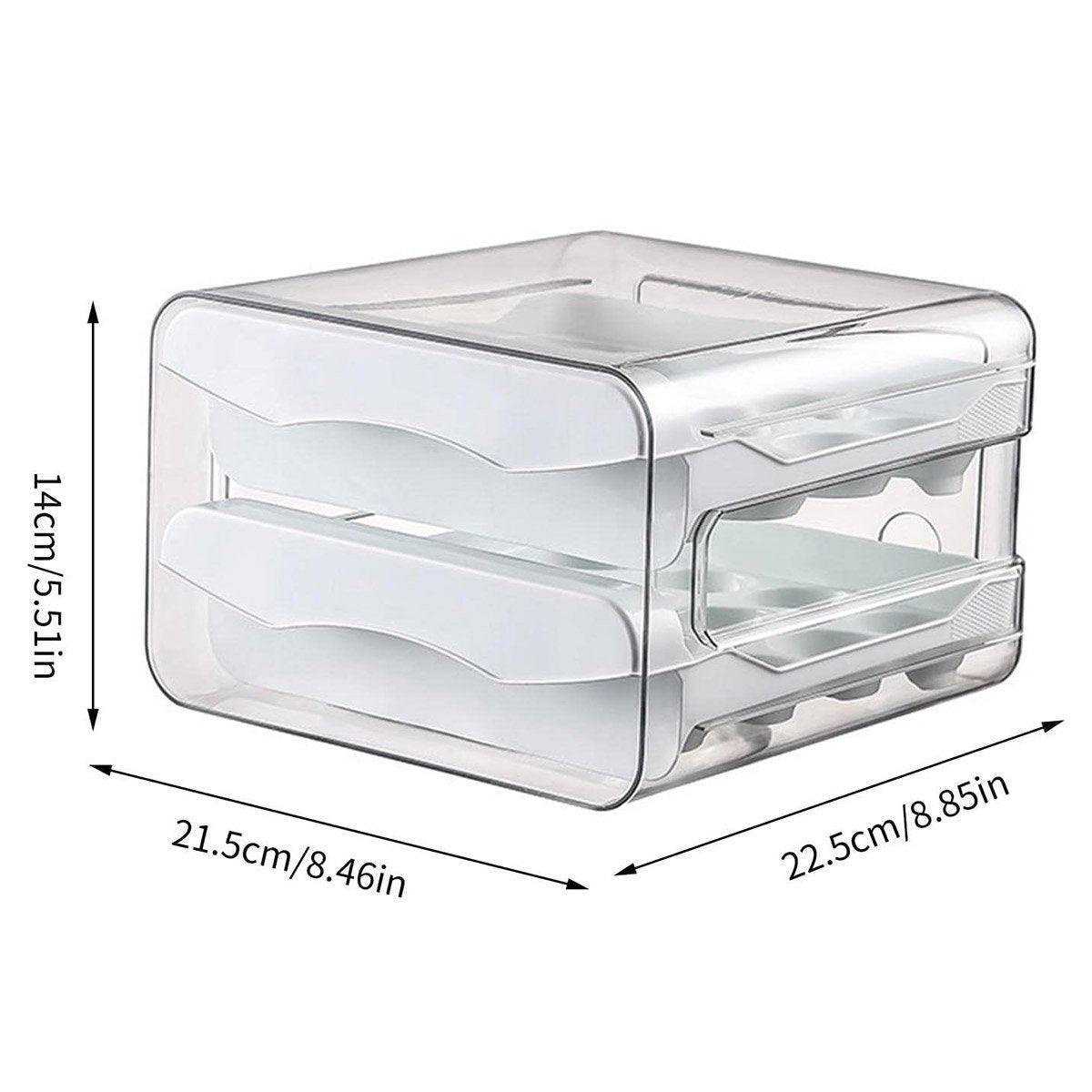 Plastic Double-Layer Egg Storage Box Food Grade Refrigerator Drawer Organizer V528-EGG-CARTON-WHITE-760553