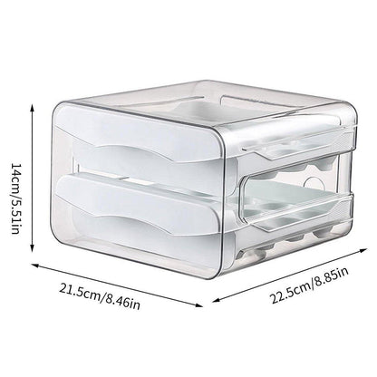 Plastic Double-Layer Egg Storage Box Food Grade Refrigerator Drawer Organizer V528-EGG-CARTON-WHITE-760553