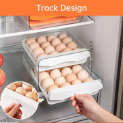Plastic Double-Layer Egg Storage Box Food Grade Refrigerator Drawer Organizer V528-EGG-CARTON-WHITE-760553