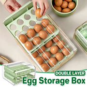 Double Layer Green Egg Storage Carton Drawer Fridge Organizer for Kitchen Use V528-EGG-STORAGE-GREEN-805412