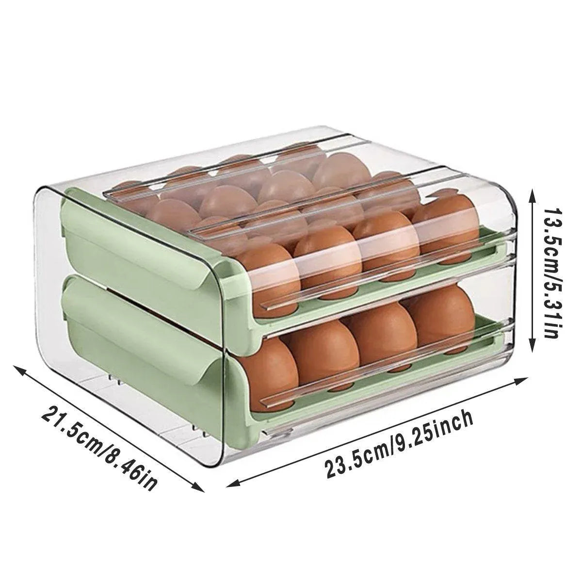 Double Layer Green Egg Storage Carton Drawer Fridge Organizer for Kitchen Use V528-EGG-STORAGE-GREEN-805412