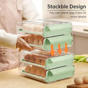 Double Layer Green Egg Storage Carton Drawer Fridge Organizer for Kitchen Use V528-EGG-STORAGE-GREEN-805412