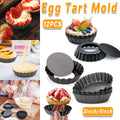 12PCS Mini Detachable Tart Mold Baking Cake Pan Nonstick Bottom Cupcake Molds - 4inch V528-EGG-TART-MOLD-4INCHES-12PCS-750378