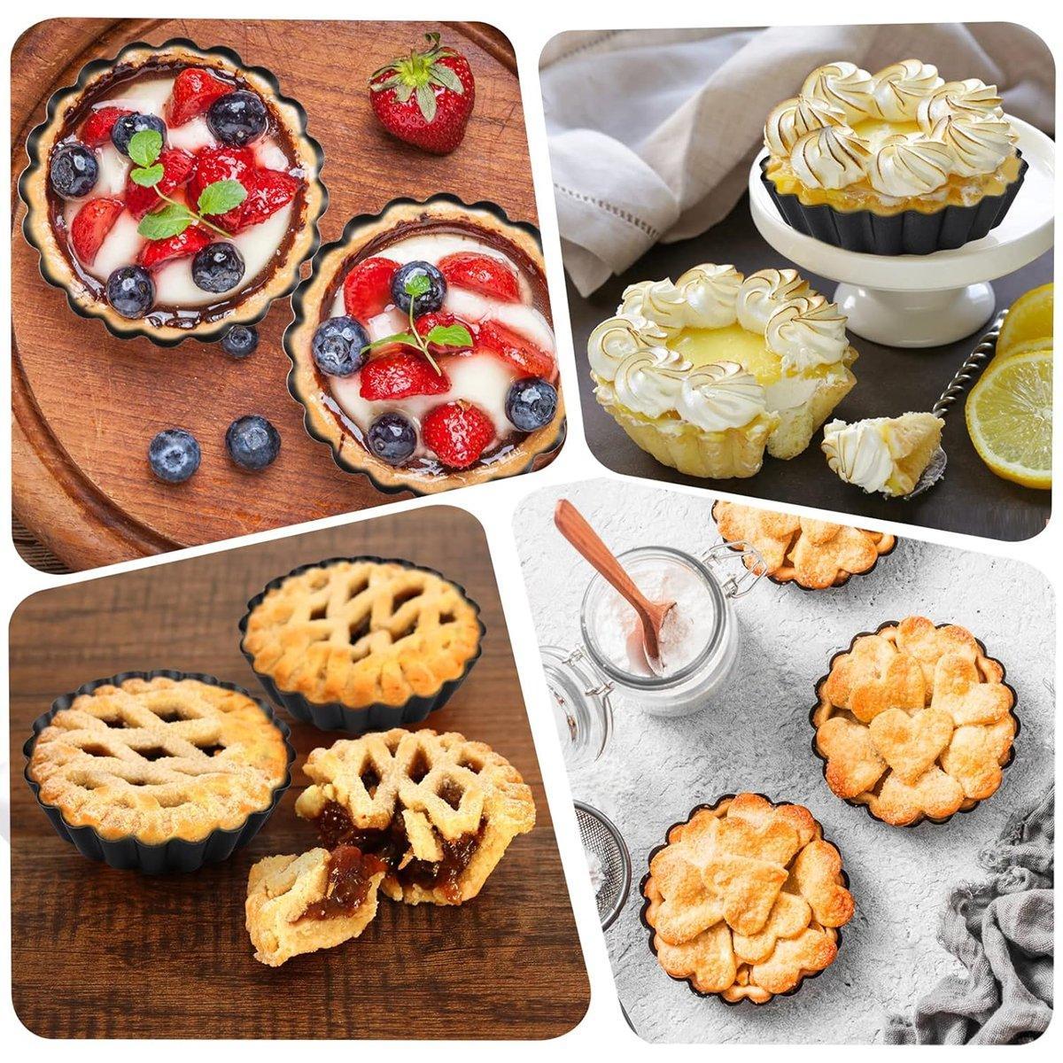 12PCS Mini Detachable Tart Mold Baking Cake Pan Nonstick Bottom Cupcake Molds - 4inch V528-EGG-TART-MOLD-4INCHES-12PCS-750378