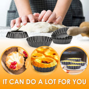 12PCS Mini Detachable Tart Mold Baking Cake Pan Nonstick Bottom Cupcake Molds - 4inch V528-EGG-TART-MOLD-4INCHES-12PCS-750378