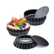 12PCS Mini Detachable Tart Mold Baking Cake Pan Nonstick Bottom Cupcake Molds - 4inch V528-EGG-TART-MOLD-4INCHES-12PCS-750378