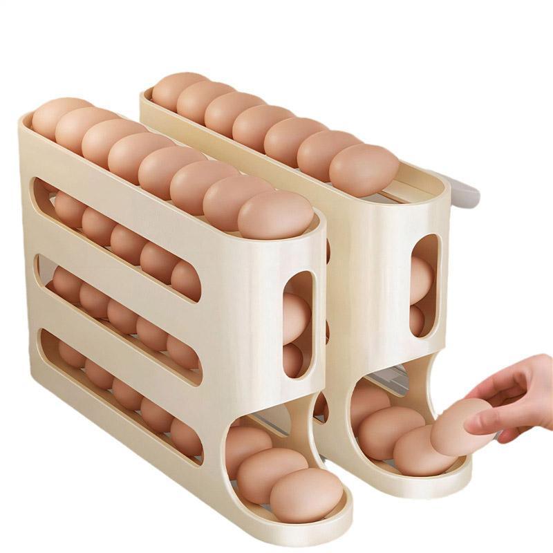 2pcs 4 Tier Slide Egg Organizer Storage Box Ladder Design for Egg Carton Holder V528-EGG-YELLOW-2PCS-490528